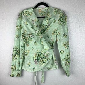 Vintage Floral Wrap Blouse